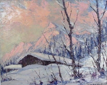 Vente en ligne : CORBET Paul - Ciel de Neige devant le Mont Charvin Vente en ligne : Ciel de Neige devant le Mont Charvin