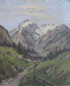 Vente en ligne : WAGNER J. - Wildhorn & Oldenhorn, vu de Gstaad 1950 Vente en ligne : Wildhorn & Oldenhorn, vu de Gstaad 1950