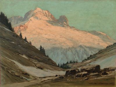 Vente en ligne : CONTENCIN Charles Henri - Le Col des Montets, soir sur la Verte Vente en ligne : Le Col des Montets, soir sur la Verte